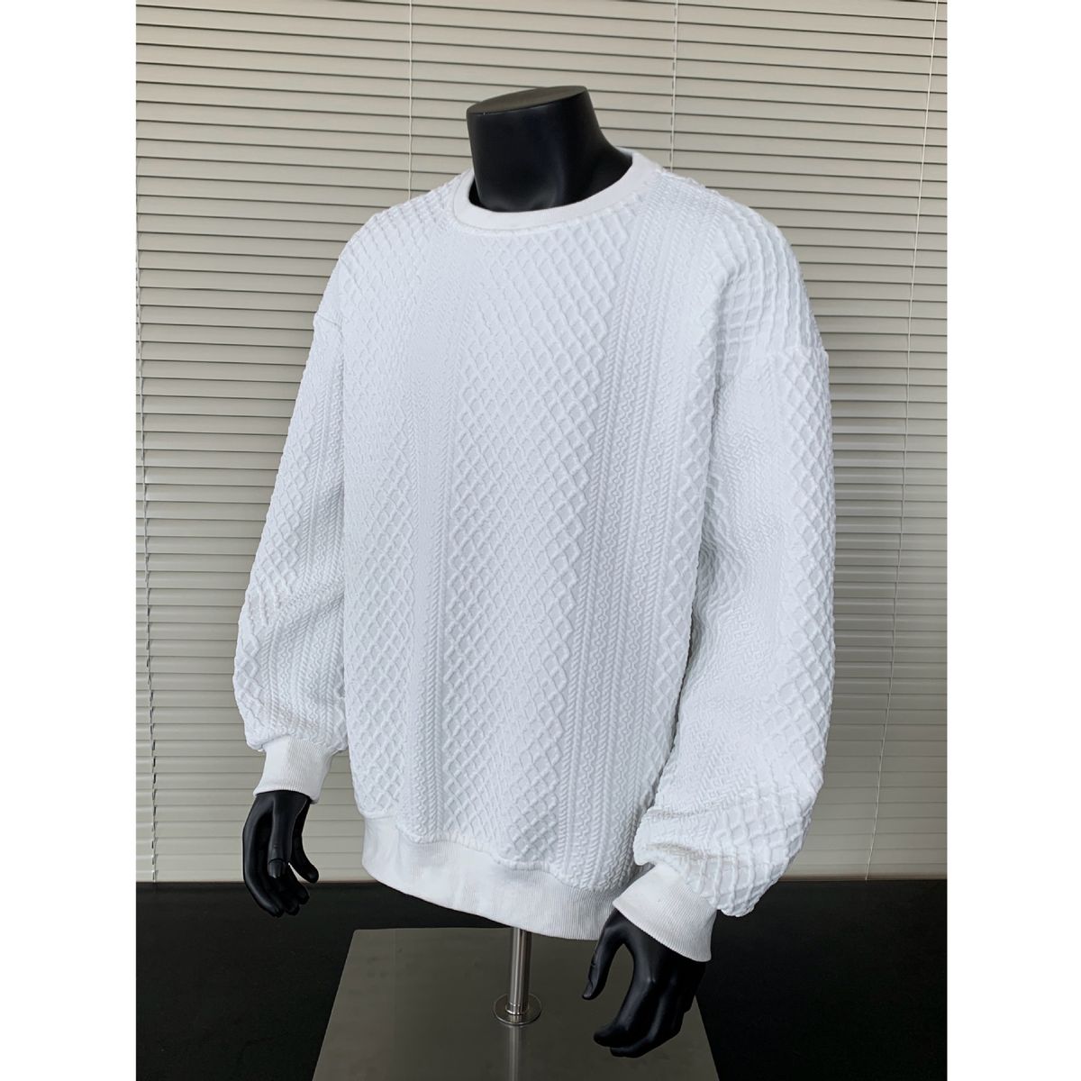 Men's Long Sleeve Jacquard Texture T-Shirt Loose Fit Casual Pullover For Spring & Autumn_viptrois.com