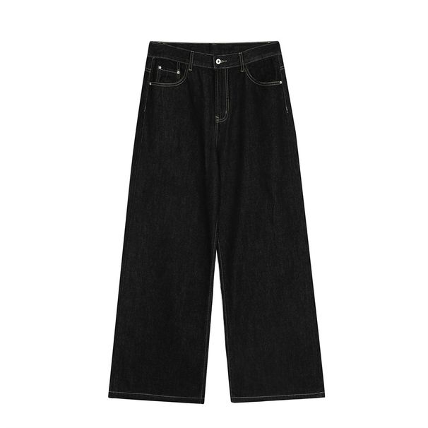 Original Color Denim Wide-Leg Men's Street Fashion Versatile Loose Straight Long Pants American Casual Simple Stitching_viptrois.com