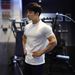 Men's Clothing New Sports Slim Fit Short Sleeve Elastic Loose Fitness Quick Dry Muscle Solid Color T Shirt_viptrois.com