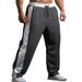 Men's Clothing Men's Sports Jogging Wide Leg Drawstring Elastic Waist Color Blocked Straight Casual Trousers_viptrois.com