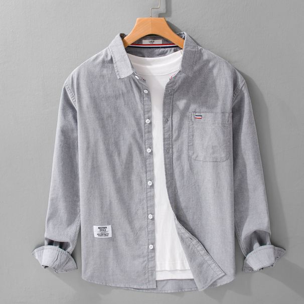 Spring And Autumn Men's Oxford Spinning Long Sleeve Shirt Trendy Casual Loose Versatile Fresh Thin Men's Shirt_viptrois.com