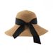 Women's Bow Decor Straw Sun Hat - Wide Brim UV Protection Hat For Beach & Summer Travel_viptrois.com