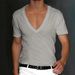 Summer Men's V-Neck Solid Color Slim Fit Thin Casual T-Shirt Short Sleeve Top_viptrois.com
