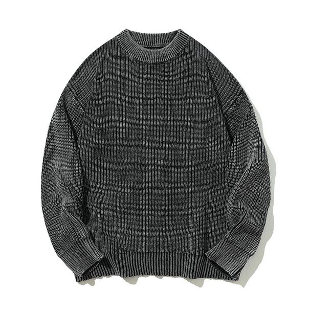 Men’s Japanese-Inspired Oversized Knit Sweater - Minimalist Crewneck In Dark Gray / Coffee / Army Green (M-3XL)_viptrois.com