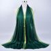 Muslim headscarf Women's Cotton Gold Silk Scarf Monochrome Tassel Silk Scarf Muslim Bun Head Long Scarf Multi-functional_viptrois.com