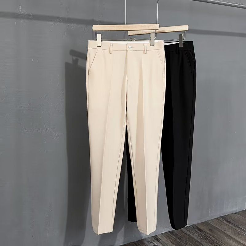 Men's Clothing Men's Summer Versatile Loose Straight Brown Nine Point Suit Pants Casual Trousers Slim Fit Trend_viptrois.com