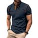 Men's New Short-sleeved Henley Shirt Fashion Round Neck T-shirt Colorblocking Tops_viptrois.com