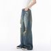 Men's Clothing Four Seasons Distressed Fashion Dirty Dyed Retro Wide Leg Jeans Casual_viptrois.com