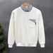 Men's Trendy Brand Faux Two Piece Striped Patchwork Collar Sweatshirt Casual Innerwear Top For Spring And Autumn_viptrois.com