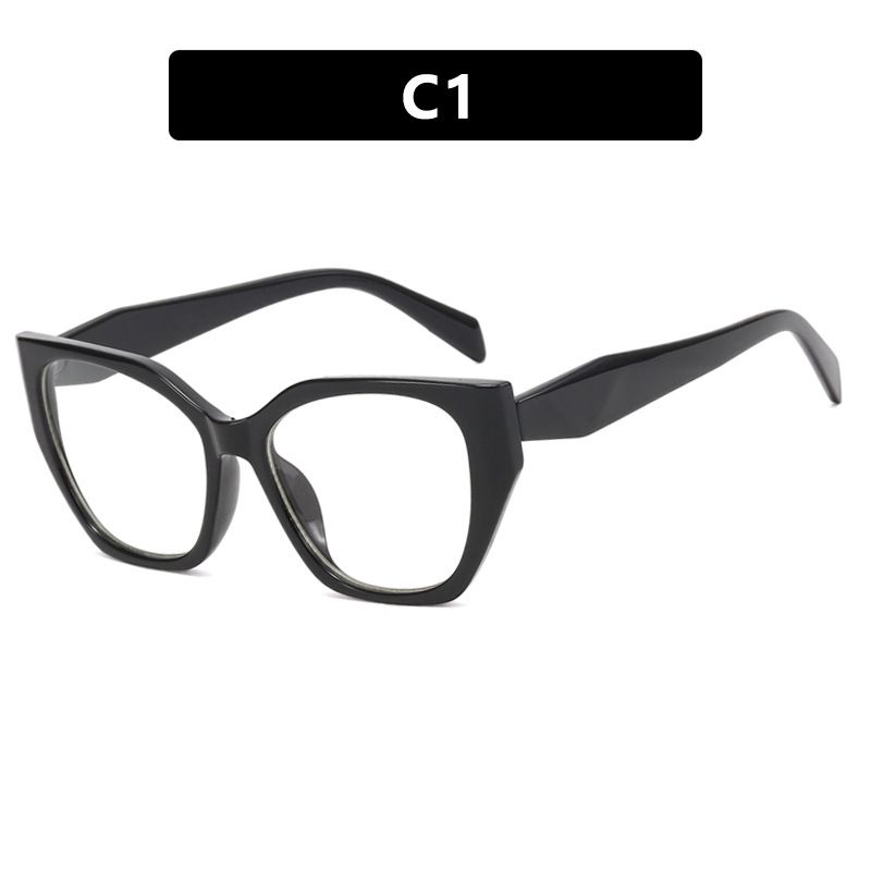Women's Eyeglasses Retro Square Frame Multi Sided Cat Shaped Plain Glasses Frame New Anti Blue Light Can Be Matched With Myopia Flat Glasses_viptrois.com