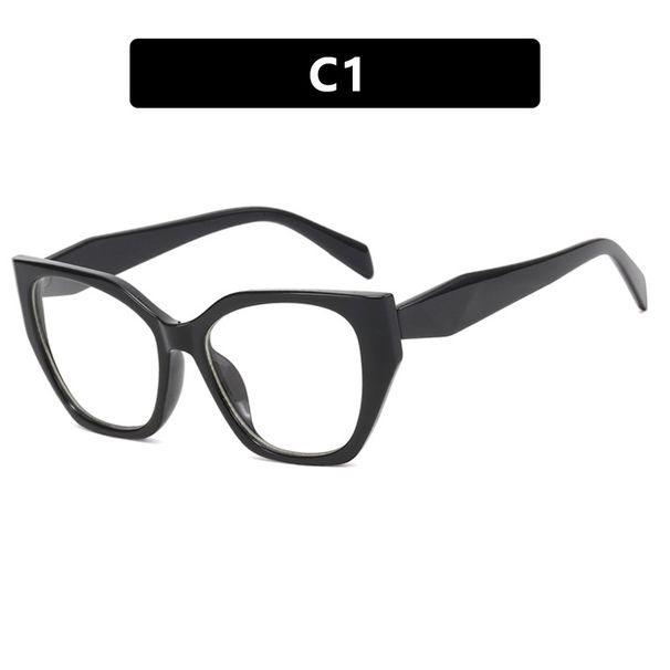 Women's Eyeglasses Retro Square Frame Multi Sided Cat Shaped Plain Glasses Frame New Anti Blue Light Can Be Matched With Myopia Flat Glasses_viptrois.com