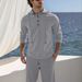 Men's Linen Hooded Button-Up Shirt & Long Pants Casual Lounge Set – Breathable Two-Piece Outfit For Spring & Autumn_viptrois.com
