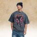 Washed T-Shirt American Print Loose Sleeve Short Wide Fit_viptrois.com