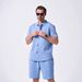 Men's Clothing Summer New Men's Solid Color Cardigan Button Down Short Sleeved Casual Shirt Short Sleeved Suit_viptrois.com