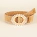 Women Braided Belts Fashion Woven Pearl Buckle Elastic Pp Grass Belt With Floral Skirt Decorated Long Gown_viptrois.com