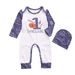 New letter printed long sleeved jumpsuit and hat two-piece set for boys on Thanksgiving_viptrois.com