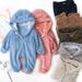 Soft Fleece Hooded Baby Jumpsuit With Mittens - Unisex Cartoon Style Infant Romper For Newborns - Cozy Zipper Closure, Long Sleeve, Neutral Colors_viptrois.com