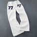 Retro American Style Fleece-Lined Sweatpants With Letter Embroidery, Drawstring Waist Unisex Thick Winter Lounge Pants_viptrois.com