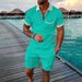 Men's Clothing Fashion Casual Suit 3D Digital Printing Zipper Short Sleeve Shorts_viptrois.com