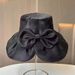 Summer Silk Fisherman With Large Brim Black Glue Anti UV Sun Hat, Women's Korean Version Bow Sunshade Basin Hat_viptrois.com