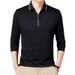 New Men's Half Zip Polo Shirt, Spring and Autumn Long Sleeved T-shirt, Men's Minimalist Business Youth Loose Fit, Oversized Dad's Outfit_viptrois.com