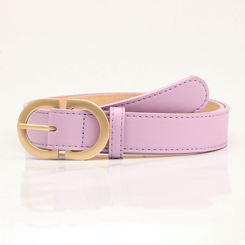 women's belt, simple and versatile double D alloy pin buckle imitation leather jeans belt _viptrois.com