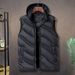Men's Lightweight Quilted Nylon Jacket With Detachable Hood, Slim Fit Casual Zip-Up Vest For Autumn Winter (Black, Navy, Army Green, Burgundy, Blue)_viptrois.com