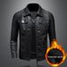 Men's Zipper Leather Jacket, Oversized, Slim, Motorcycle Suit, Winter, Thick, PU Leather, Waterproof Workwear, Autumn_viptrois.com