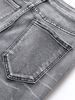 Men's Stretch Denim Jeans, Streetwear, Tearing Patchwork Holes, Torn Denim, Elastic Waist, Leisure Pants, Narrow Fit, Straight Pants_viptrois.com