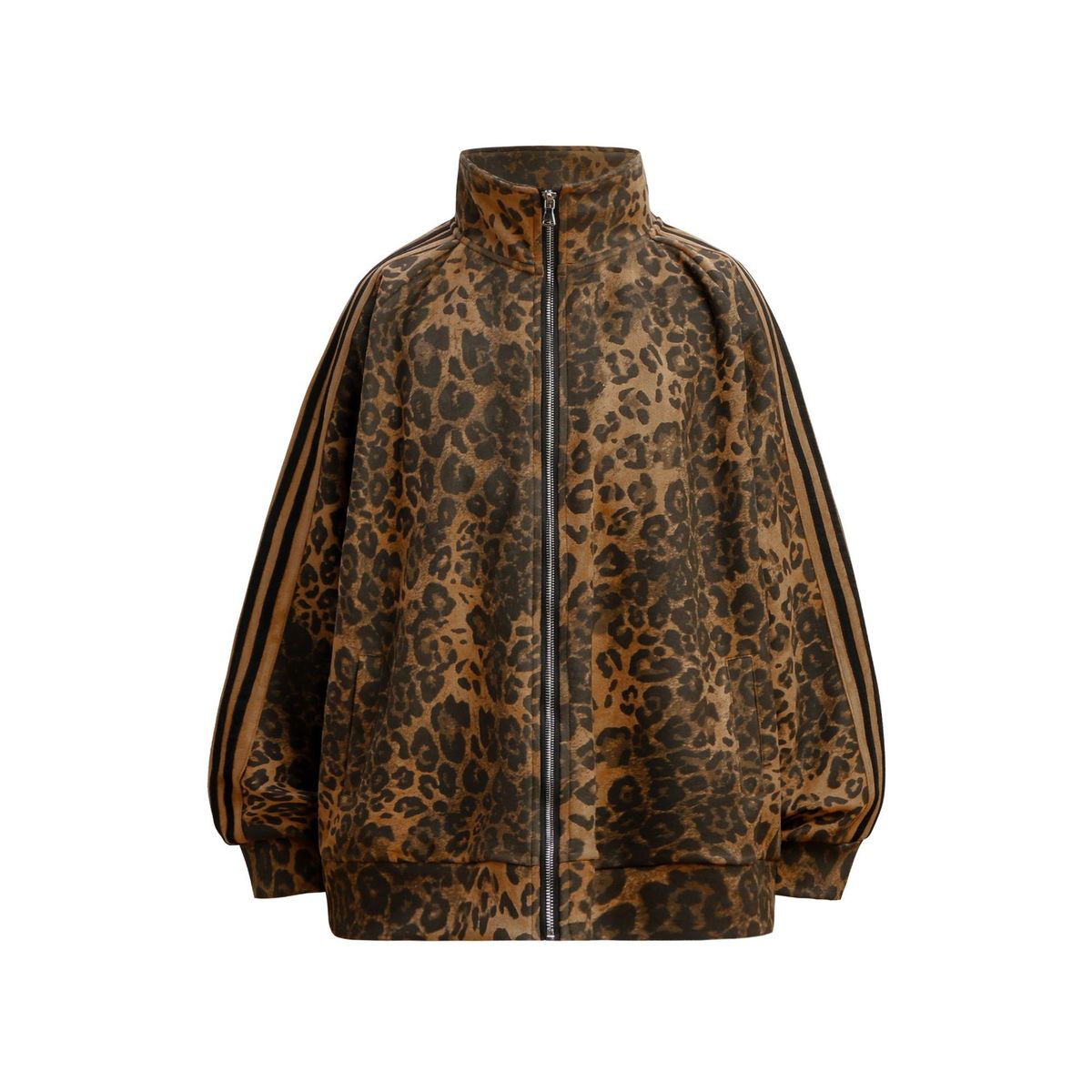 Men's Clothing Leopard Print Design Sweater Suit Autumn And Winter Loose Retro Niche Stand Collar Cardigan Jacket_viptrois.com
