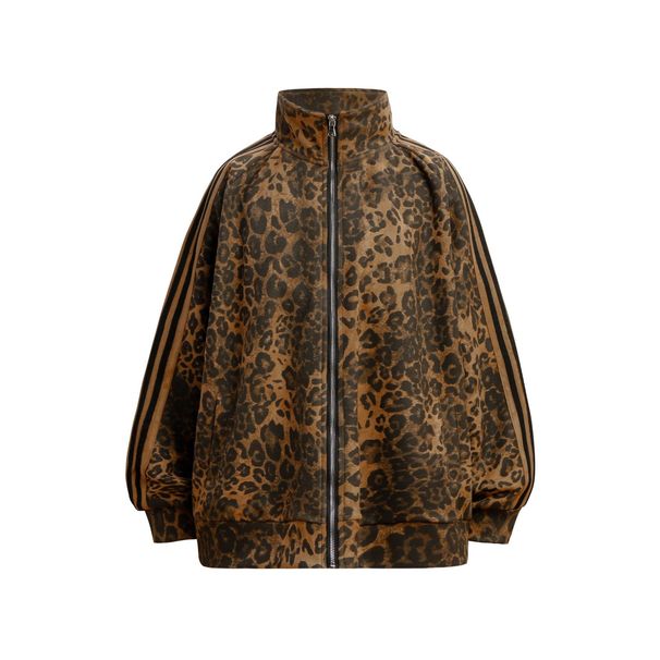Men's Clothing Leopard Print Design Sweater Suit Autumn And Winter Loose Retro Niche Stand Collar Cardigan Jacket_viptrois.com