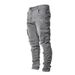 Men's Clothing Men's Slim Fit Cargo Jeans With Side Pockets - Stretch Denim Pants For Streetwear & Casual Style (Black, Light Blue, Light Grey)_viptrois.com