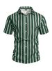 Men's Summer Vertical Striped Short Sleeve Shirt Casual Button Down Beach Shirts_viptrois.com