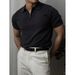 Summer New Style Solid Color Versatile Fashion Knitted Men's Short Sleeved Lapel Casual Thin Breathable T Shirt Business Polo Shirt_viptrois.com