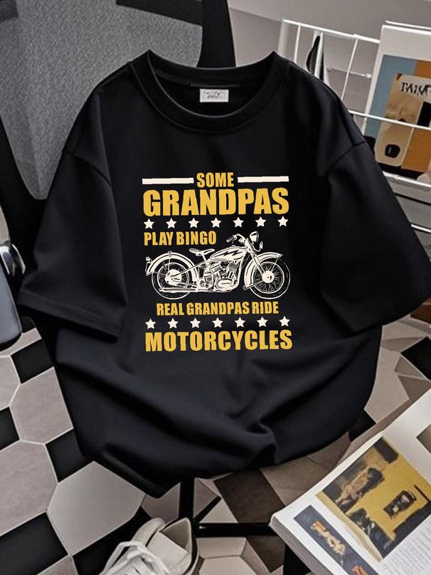 Real Grandpas Ride Motorcycles Funny Biker Motorcycle Bike Vintage Men's T-Shirt Streetwear Summer Casual Stretched Designer Clothes Soft_viptrois.com
