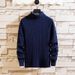 Men's High Neck Knit Sweater - Slim Fit Casual Pullover With Jacquard Pattern, Warm & Stylish For Everyday Wear_viptrois.com