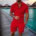 Men's Clothing Printed Polo Shirt Set Lapel Collar Short Sleeve Pullover Casual T Shirt_viptrois.com