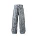 Men's Clothing High Street Distressed Jeans For Men And Women Dyed Personalized Design Cool Deconstruction Trendy Retro Straight Trousers_viptrois.com