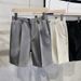 Men's Clothing New Shorts Men's Straight 5 Point Trousers Loose Trendy Solid Color Casual Suit 5 Point Shorts_viptrois.com