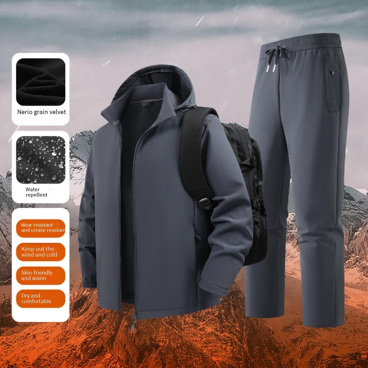 Unisex Softshell Jacket & Pants Set – 5000mm Waterproof, Windproof & Fleece-Lined For Hiking, Skiing & Outdoor Adventures_viptrois.com