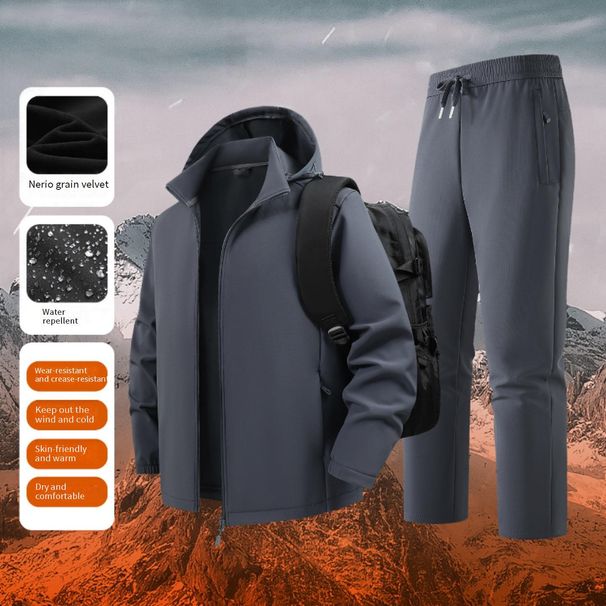 Unisex Softshell Jacket & Pants Set – 5000mm Waterproof, Windproof & Fleece-Lined For Hiking, Skiing & Outdoor Adventures_viptrois.com