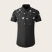 Men's Short-Sleeve Shirt – 3D Star Embroidery, Breathable Cotton, Slim Fit (White/Black)_viptrois.com