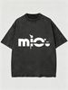 Vintage Washed Split Abstract MIO Letter Graphic 230g Cotton T-Shirt Men's Casual Streetwear Tee_viptrois.com