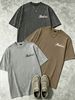 100% Cotton Washed Vintage Men's 3-Pack T-shirts Abeelin Signature Text Print Crew Neck Short Sleeve Casual Tops In Gray Brown Light Gray_viptrois.com