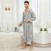 Men's Clothing lapel solid color bathrobe home bathrobe long home clothes men's hooded nightgown_viptrois.com