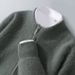 Pure Autumn Winter New Thickened Loose Men's Half Turtleneck Zipper Cardigan Casual Wool Knitted Sweater Jacket_viptrois.com