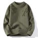 Men's Crew Neck Pullover Long Sleeve Ripped Sweater Trendy Men's Casual Warm Knitted Sweater_viptrois.com
