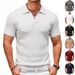 Men's Clothing Men's Summer Shirts Style Solid Color V Neck Short Sleeves Collared T Shirts For All Seasons For Formal & Casual_viptrois.com