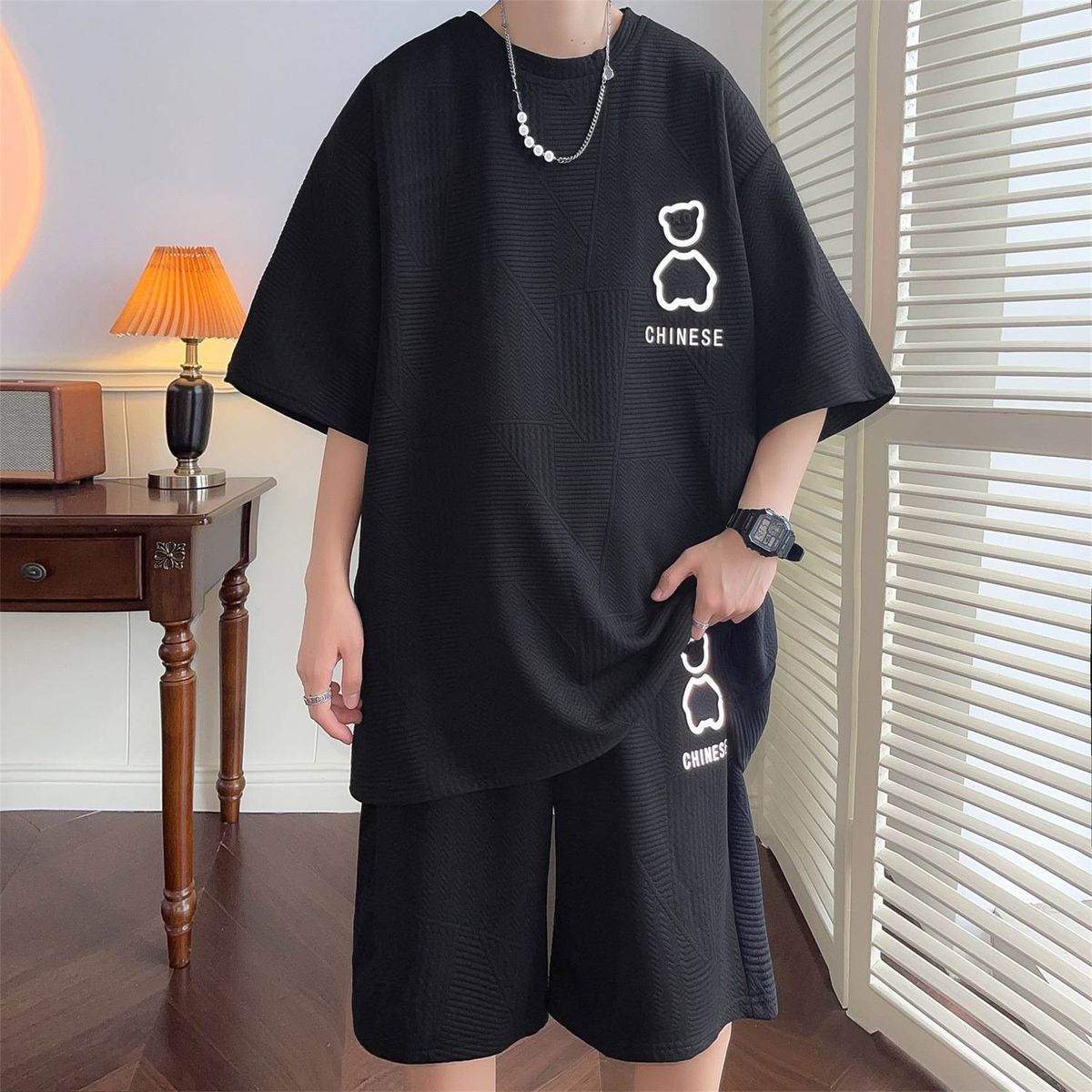 Men's Clothing Loose Short Sleeve Suit_viptrois.com