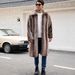 Long Faux Fur Coat For Men – Winter Oversized Collar Coat With Contrast Trim (S-XXXL, Brown, Plush Lining, Single-Breasted)_viptrois.com